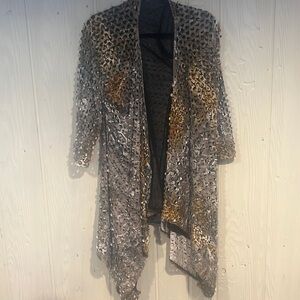 ALBERTO MAKALI 3/4 length sleeve open cardigan size small lined 3D pattern